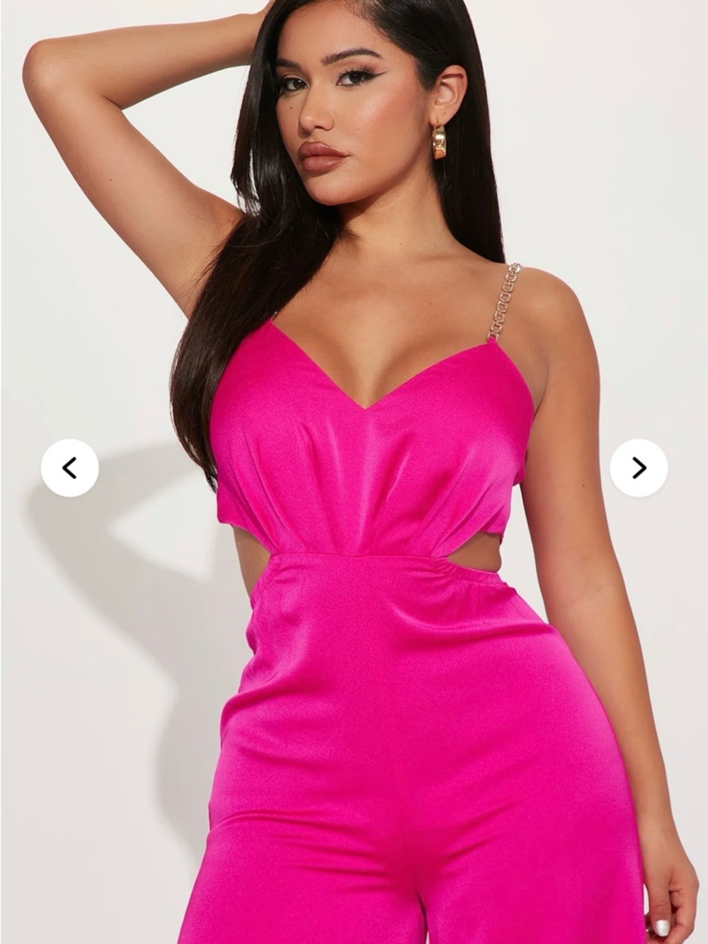 Fashion Nova Hot Pink Cutout Jumpsuit with Chain Straps